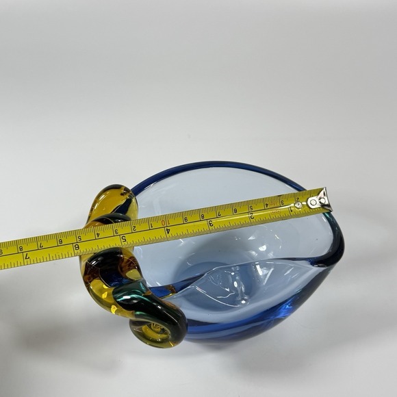 Vintage Mid Century Murano Glass Ashtray Italian Glass Art Eggplant - Picture 9 of 16